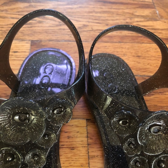Coach Black With Silver Sparkle Jelly Sandals, 8 - Picture 7 of 7